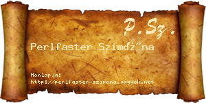 Perlfaster Szimóna névjegykártya